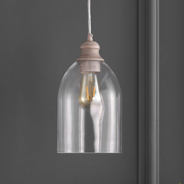 Fontaine 6.25" Adjustable Greige Glass LED Pendant - JONATHAN Y